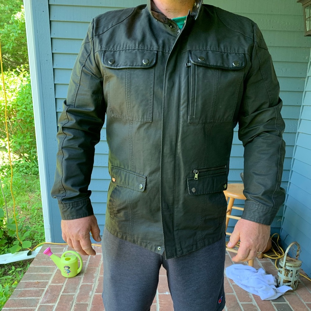 Calvin Klein Barbour style 3/4 length waxed jacket